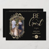 Be our Guest Black Wedding Fancy Frame Flowers 招待状 (正面/裏面)