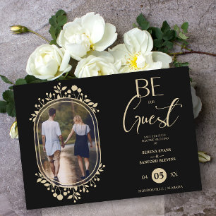 Be our Guest Black'sシック結婚フローラフレームフォト セーブザデート