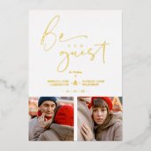 Be Our Guest Collage 2 Photos Romantic Wedding 箔招待状 (正面)
