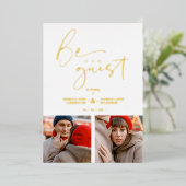 Be Our Guest Collage 2 Photos Romantic Wedding 箔招待状 (立ち正面)