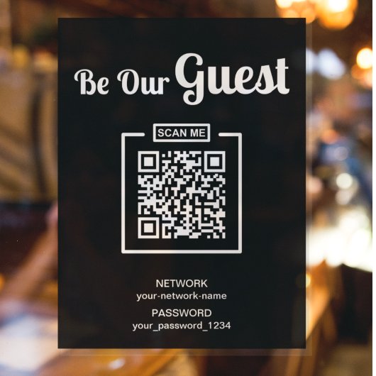 Be Our Guest l WifiパスワードQRコードブラック&ホワイト ポスター