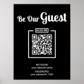 Be Our Guest l WifiパスワードQRコードブラック&ホワイト ポスター (正面)