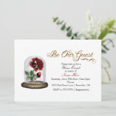 Be Our Guest Red Rose in Glass エレガント White 招待状 (スタンド正面)
