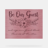 Be Our Guest  Sign Our Guestbook Burgundy Wedding アクリルサイン (正面)