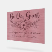 Be Our Guest  Sign Our Guestbook Burgundy Wedding アクリルサイン (傾斜)