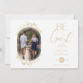 Be our Guest White Wedding Chic Floral Frame Photo セーブザデート (正面)