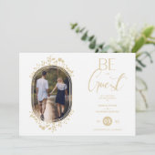 Be our Guest White Wedding Chic Floral Frame Photo セーブザデート (スタンド正面)