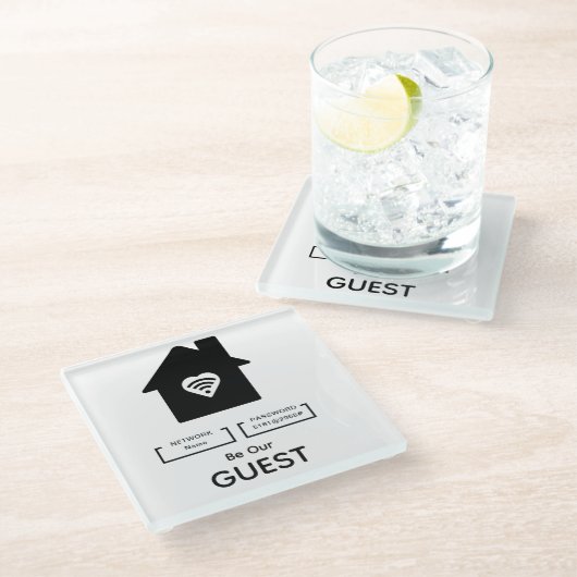 Be Our Guest WIFI情報パスワードホテルデコール ガラスコースター (アングル)