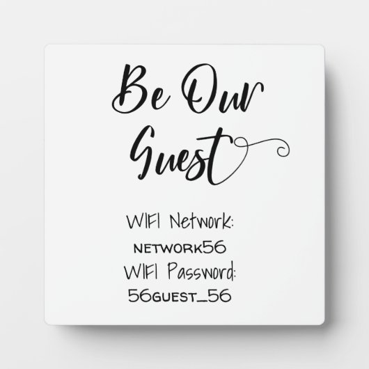 Be Our Guest WIFI情報パスワード結婚の フォトプラーク (正面)