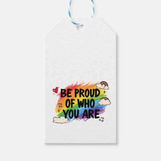 Be Proud of Who You Are Rainbow Quote lgbtq+ ギフトタグ (正面)