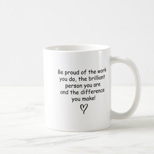 Be Proud Of Your Work Sitive Quote Gift  コーヒーマグカップ (右)