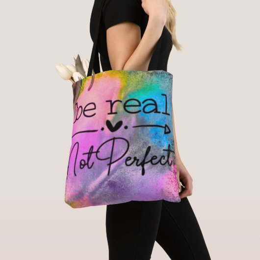 Be Real Not Perfect トートバッグ (クローズアップ)