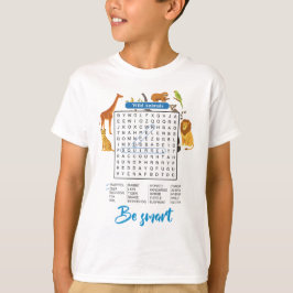 Be Smart – 野動物ワードサーチゲームTシャツ f Tシャツ