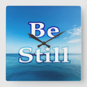 Be Still – 穏やかな海インスピレーション スクエア壁時計 (正面)