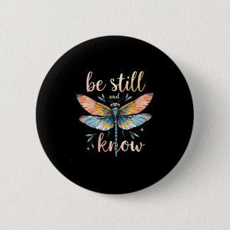 Be still and know Floral Dragonfly Christian Summe 缶バッジ