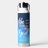Be Still And Know | Modern Blue Swirl Personalized ウォーターボトル (正面)