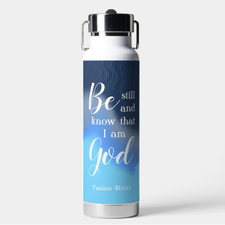 Be Still And Know | Modern Blue Swirl Personalized ウォーターボトル