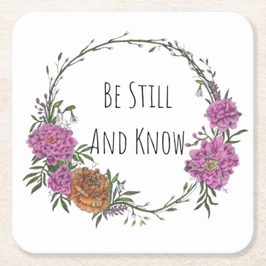 Be Still and Know Plastic Coasters スクエアペーパーコースター (正面)