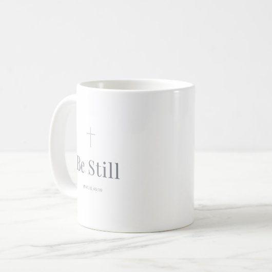 Be Still Christian Mug – Psalm 46:10 Scripture コーヒーマグカップ (正面左)