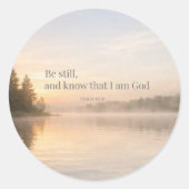 Be Still Christian Sticker – Psalm 46:10 Scripture ラウンドシール (正面)