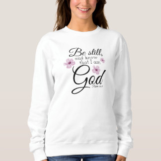 Be Still Psalm 46:10水彩紫色の花 スウェットシャツ