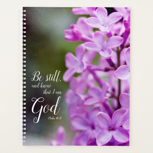 Be Still Psalm 46:10紫の薄紫花 プランナー手帳 (正面)