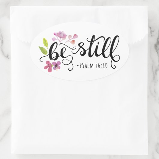 Be Still - Psalm 46:10 楕円形シール (バッグ)