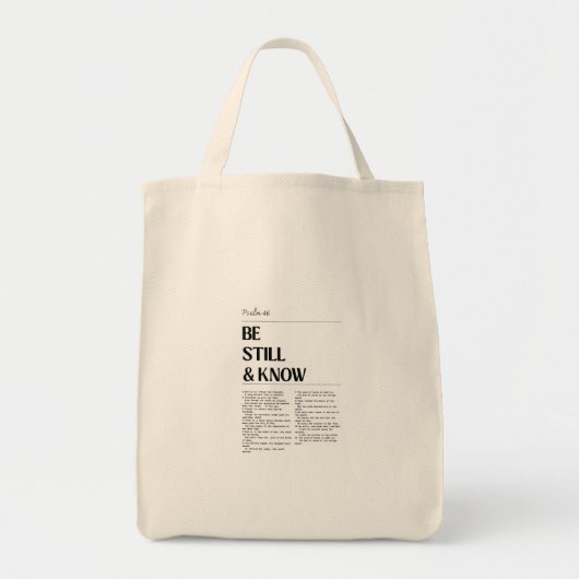 Be Still Psalm 46 Faith Grocery Bag トートバッグ (正面)