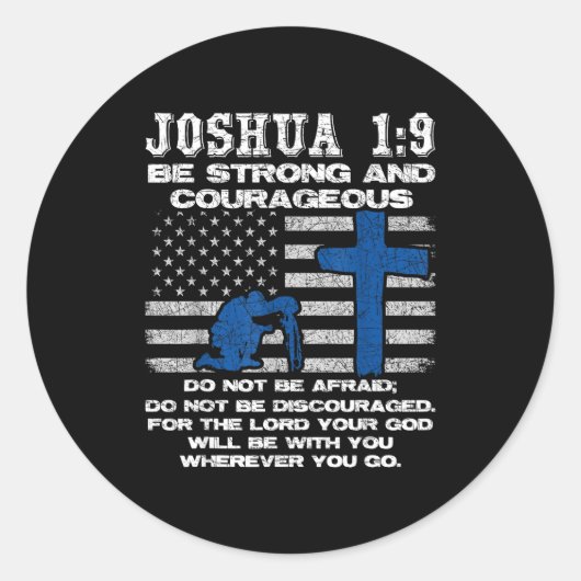 Be Strong And Courageous Do Not Be Afraid Prayer ラウンドシール (正面)