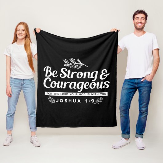 Be Strong and Courageous – Joshua 1:9 Bible Verse フリースブランケット (インサイチュ)