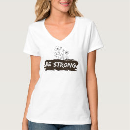 Be Strong Floral Line Art Motivational T-Shirt Tシャツ