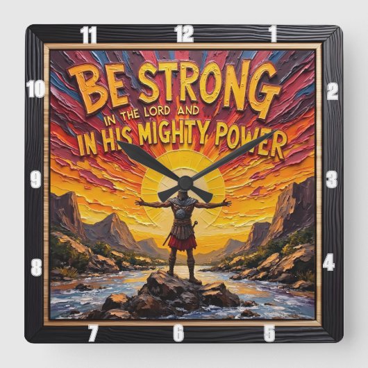 Be Strong in the Lord Warrior Art スクエア壁時計 (正面)