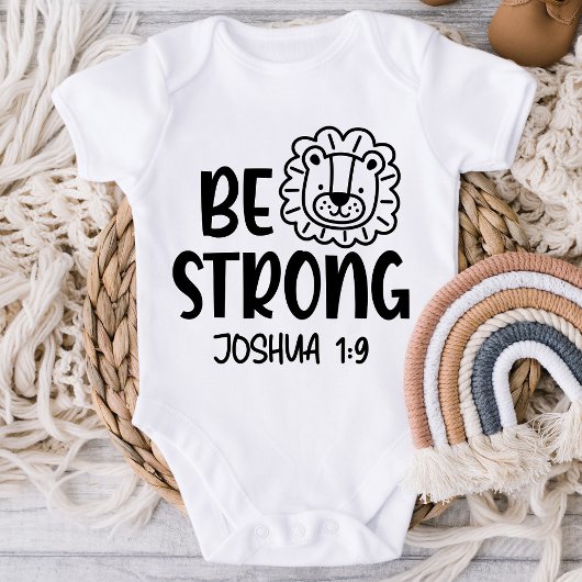 Be strong Joshua 1:9クリスチャンベビーキッドシャツ ベビーボディスーツ