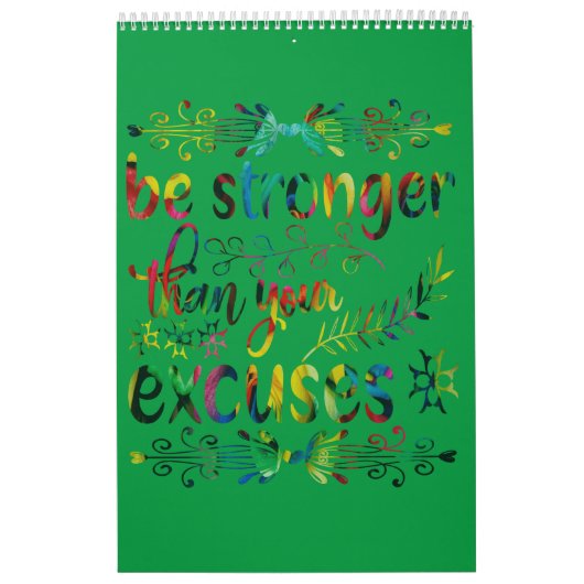 Be Stronger Than Your Excuses Colorful-min Calenda カレンダー (カバー)