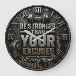 Be Stronger Than Your Excuses Home Gym Fitness ラージ壁時計