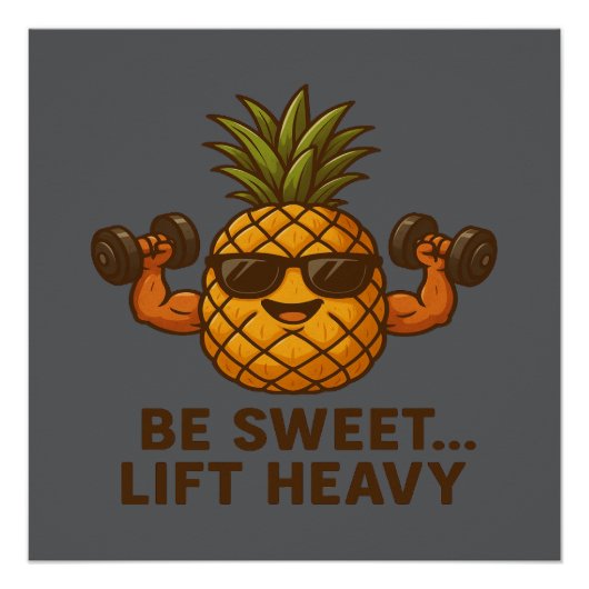 Be Sweet Lift Heavy Pineapple Gym Fitness Funny ポスター (正面)
