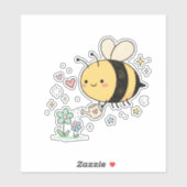Be The Buzz | かわいいミツバチが野の花に水やり シール (シート)