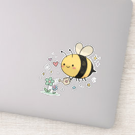 Be The Buzz | Cute Honeybee Watering Wildflowers  シール