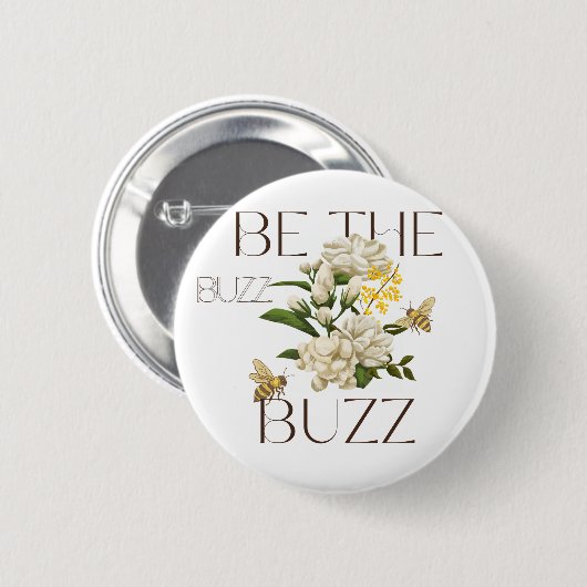 Be the Buzz | Modern Botanical Bee for teachers  缶バッジ (正面&裏面)