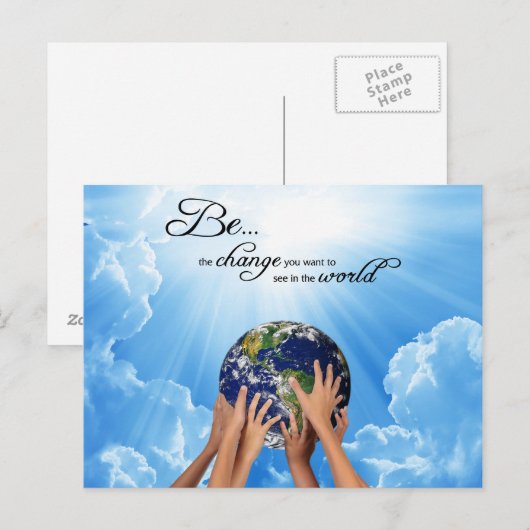 Be the Change - Gandhi ポストカード (正面/裏面)