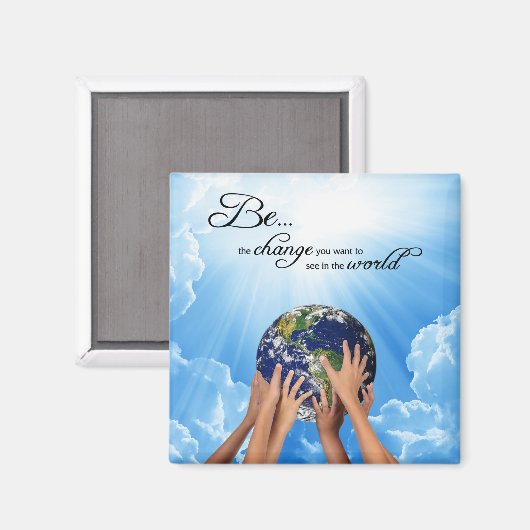 Be the Change - Gandhi マグネット (正面/裏面)