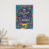 Be The Change Inspirational ポスター (キッチン)
