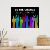 Be the Change | Peace Sign ポスター (キッチン)