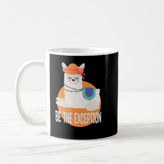 Be The Exceptionかわいいラマおもしろいホワイト&オレンジ コーヒーマグカップ (左)