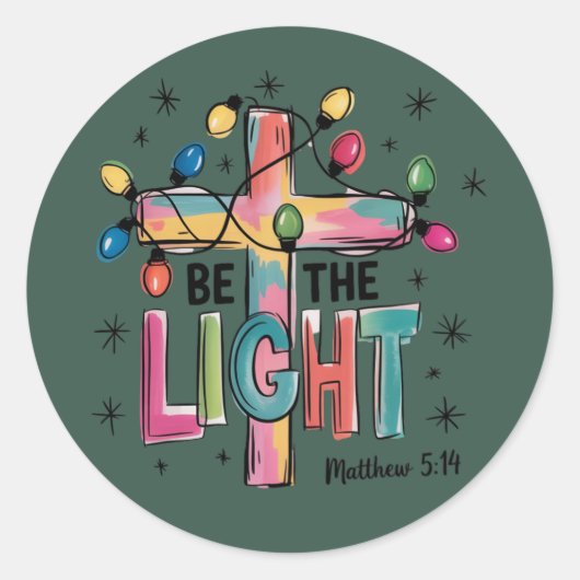 Be The Light Christmas Christian Cross Xmas Bible  ラウンドシール (正面)