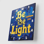 Be the Light Matthew 5:14 in Textured Blue スクエア壁時計 (傾斜)