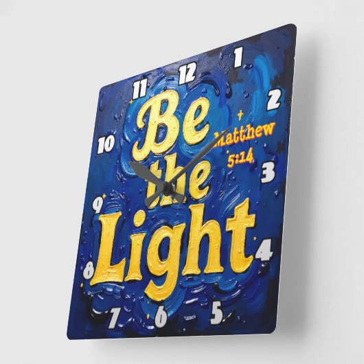 Be the Light Matthew 5:14 in Textured Blue スクエア壁時計 (傾斜)