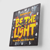 Be The Light Matthew 5:14 with Fire Effect スクエア壁時計 (傾斜)