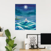 Be the light to guide you, Sail Boat Lighthouse ポスター (ホームオフィス)