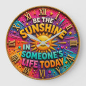 Be the Sunshine Rainbow Positive Home Office Decor ラージ壁時計 (正面)